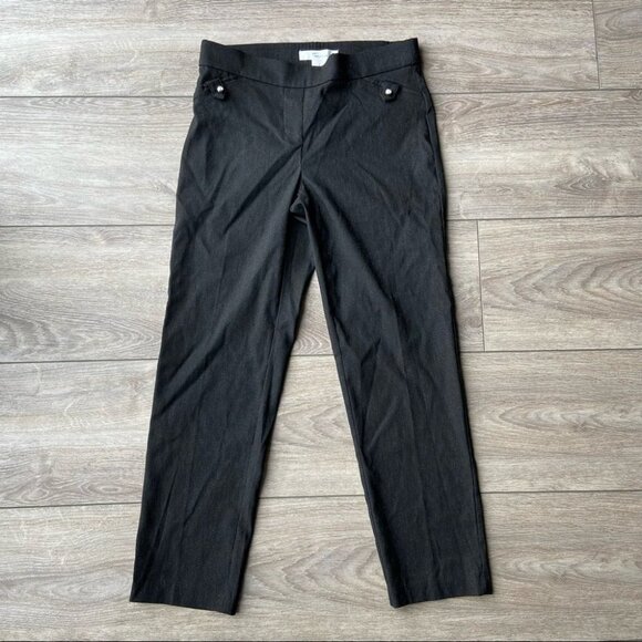 89th Madison Shiny Metallic Pearls Button Accents Pull  On Pants - Picture 2 of 12